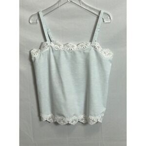 Country Road Light Blue Lace Trim Camisole Top Adjustable Straps Size Small